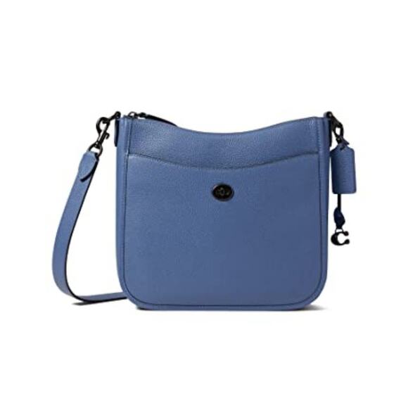 NWT COACH Women's Polished Pebble Leather Chaise Crossbody Washed Chambray OS